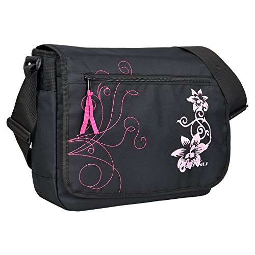 Daniel Ray Umhängetasche DIN A4 Messenger Bag – Hibiskus Flowers Farbauswahl (Hibiskus – Schwarz Pink) - 2