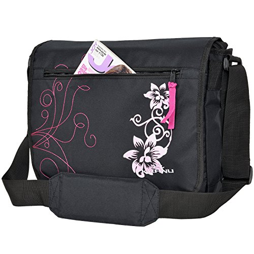 Daniel Ray Umhängetasche DIN A4 Messenger Bag – Hibiskus Flowers Farbauswahl (Hibiskus – Schwarz Pink) - 4