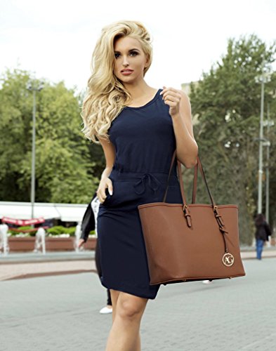 LeahWard® Damen Mode Desinger Große Größe Qualität Einkaufstaschen Damen Modisch Handtasche CWS00297 (Nude) - 4
