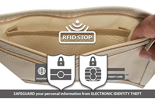 ﻿Deluxe Reise Bauchtasche mit RFID-Blockierung für reise (Beige geldgürtel) - 4