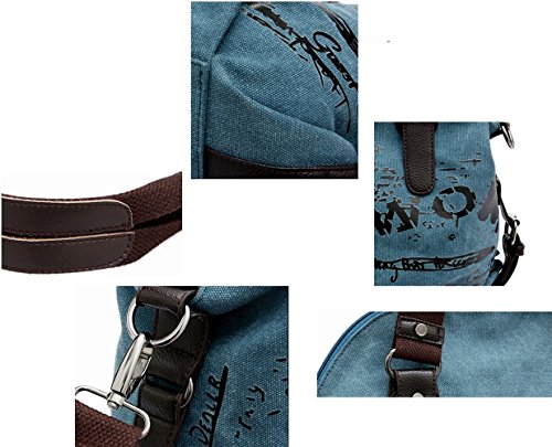 VADOOLL® Fashion Damen Mädchen Casual Canvas Umhängetasche Handtasche Schultertasche Tote ideal für Büro Freizeit Einkaufen Outdoor 40 x 15 x 30cm(Blau) - 5