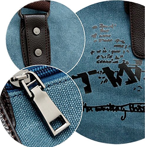 VADOOLL® Fashion Damen Mädchen Casual Canvas Umhängetasche Handtasche Schultertasche Tote ideal für Büro Freizeit Einkaufen Outdoor 40 x 15 x 30cm(Blau) - 6